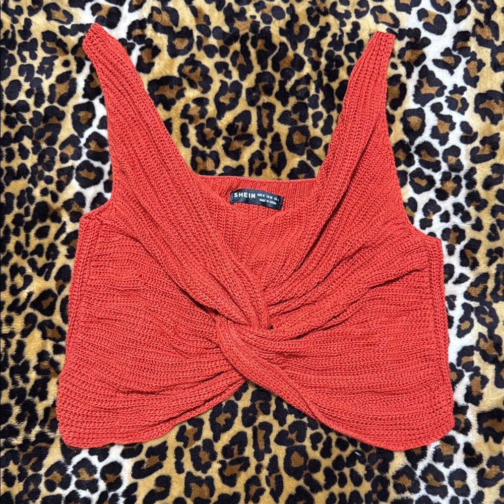 SHEIN Red Knit Twist Tank Top